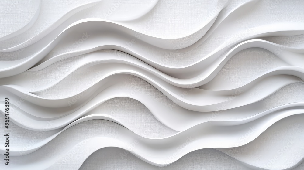 Fototapeta premium This elegant, abstract white texture features flowing waves, making it ideal for modern design applications. Perfect for walls, tabletops, and creative spaces to enhance style and visual appeal