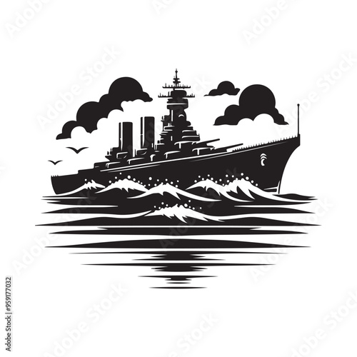 High-Resolution Destroyer Silhouette Vector Illustration for Graphic Design photo