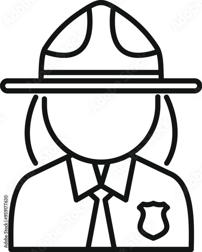 This simple, clean line art icon of a park ranger is perfect for projects related to nature, law enforcement, or government services