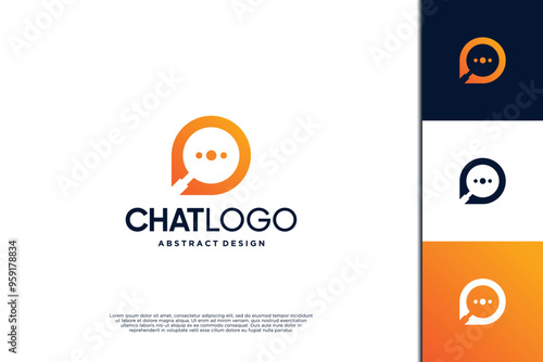 Simple Search chat logo design. Chat logo concept.