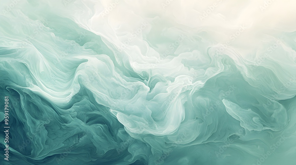 Abstract Teal and White Swirling Background