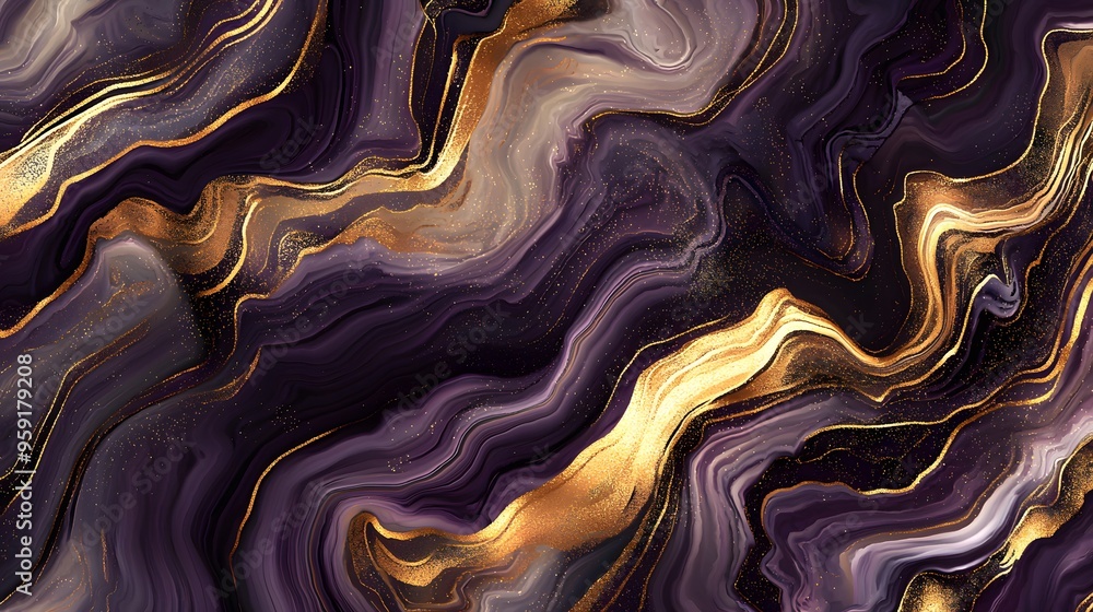 Abstract Swirling Purple and Gold Marble Background. Abstract Swirling Purple and Gold Marble Background.