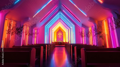 Neon Church Interior