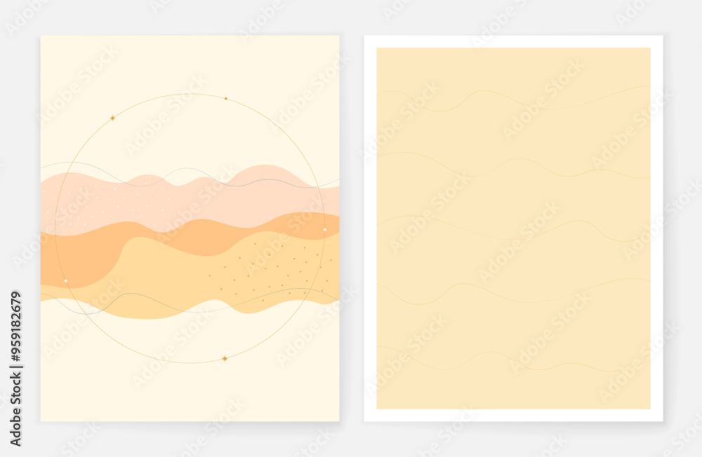Obraz premium Modern card with colorful shapes. Set of 2 minimalistic backgrounds for greeting card, banner, poster, cover, flyer.