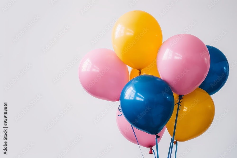Vivid and colorful balloons contrast beautifully with a pristine white background Vivid and colorful balloons contrast beautifully with a pristine white background