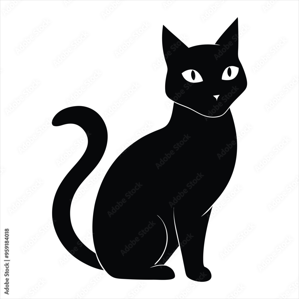 cute cat silhouette vector for white background cute cat silhouette vector for white background