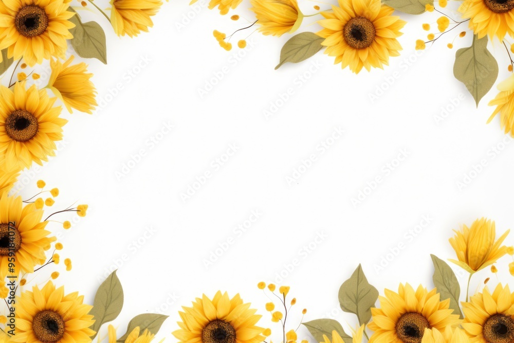 Free sunflowers frame white background Free sunflowers frame white background