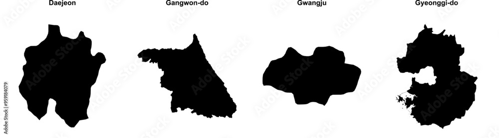 Daejeon, Gangwon-do, Gwangju, Gyeonggi-do outline maps Daejeon, Gangwon-do, Gwangju, Gyeonggi-do outline maps