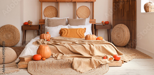 Interior of cozy bedroom wi...
