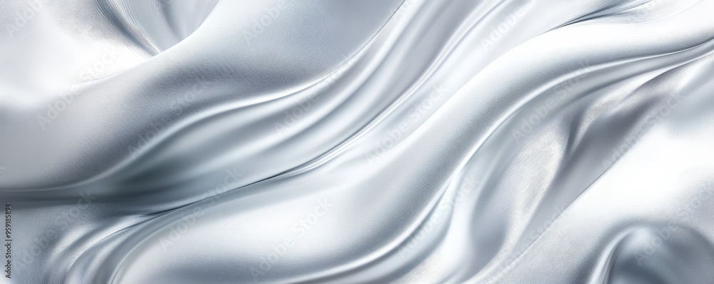 A sophisticated abstract background featuring silky, 3D wave patterns in shades of silver and white. The fabric’s smooth, flowing texture adds a modern, elegant touch. A sophisticated abstract background featuring silky, 3D wave patterns in shades of silver and white. The fabric’s smooth, flowing texture adds a modern, elegant touch.