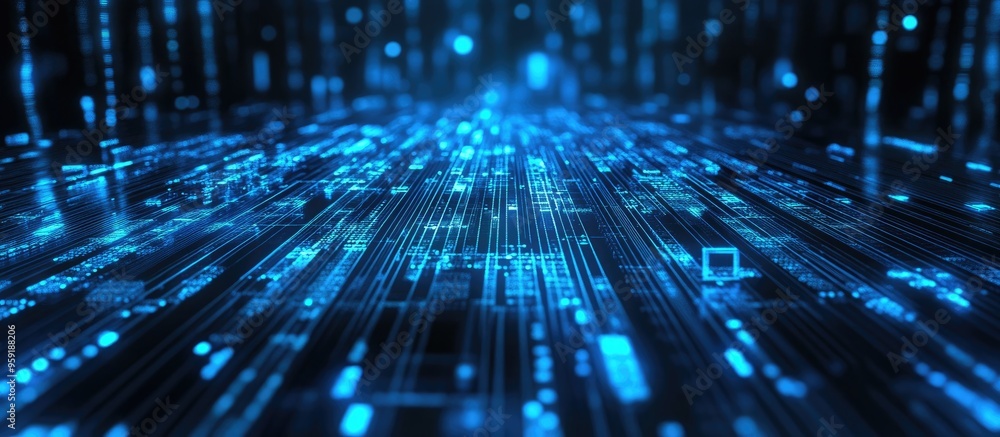 Bits and bytes set against a dark blue backdrop Bits and bytes set against a dark blue backdrop