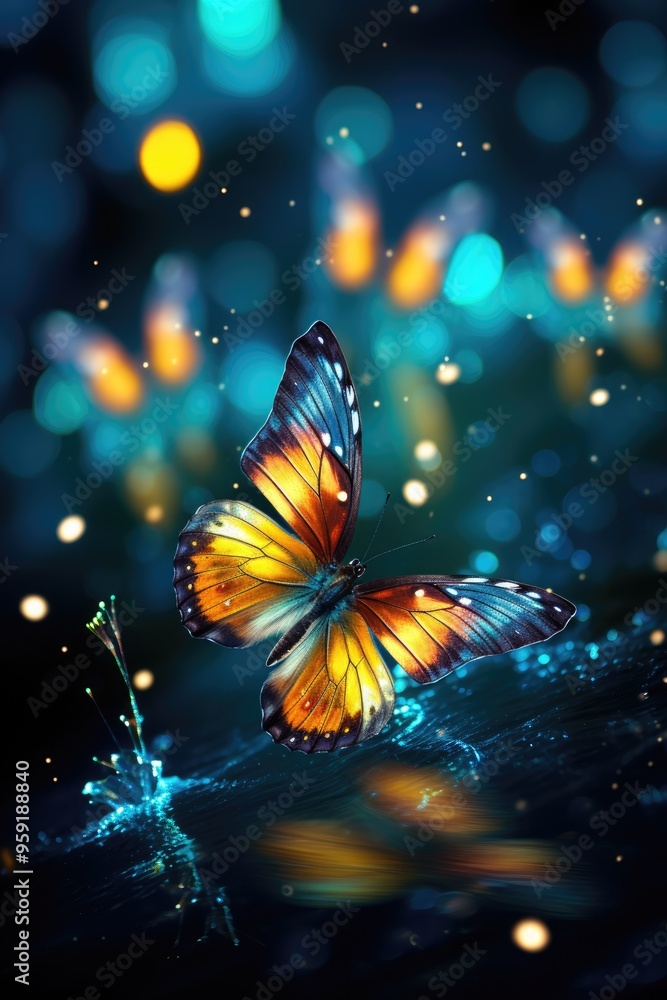 Fototapeta premium Delicate beauty - butterflies background, serene wallpaper design perfect for banners, posters, greeting cards, featuring vibrant colors, to enhance your creative projects and flyers