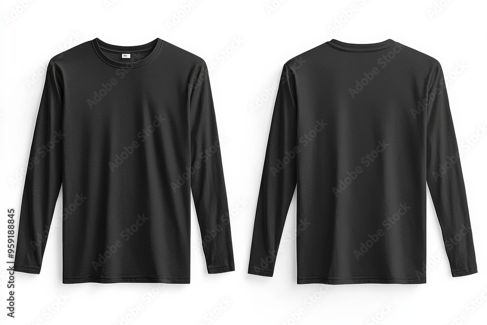 Black long sleeve tshirt mockup isolated created with Generative AI Black long sleeve tshirt mockup isolated created with Generative AI