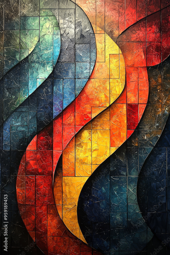Fototapeta premium Abstract art with vibrant colors and a textured, almost 3D effect.