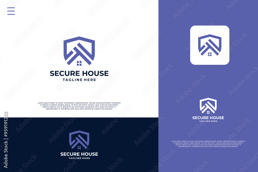Home shield logo design. Home secure modern logo Home shield logo design. Home secure modern logo