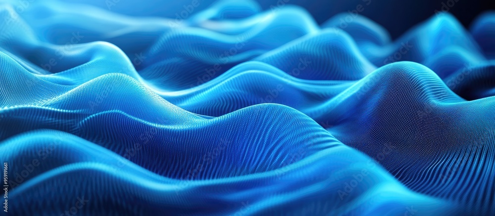 Blue wave light screen gradient texture backdrop Abstract representation of AI technology and big data in a digital environment 3D rendering Blue wave light screen gradient texture backdrop Abstract representation of AI technology and big data in a digital environment 3D rendering