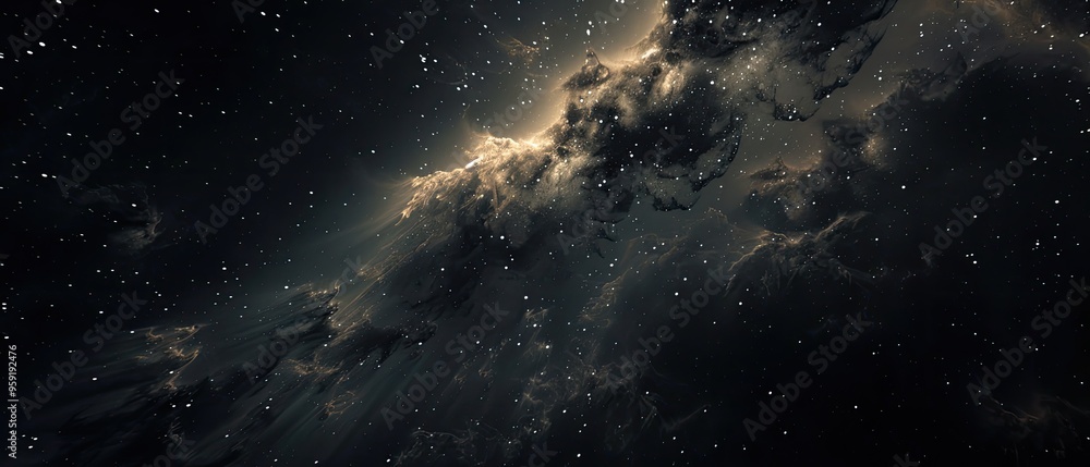 Obraz premium A Cosmic Tapestry of Golden Dust and Starry Specks