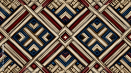  A red, white, and blue pattern in detail on an image's base