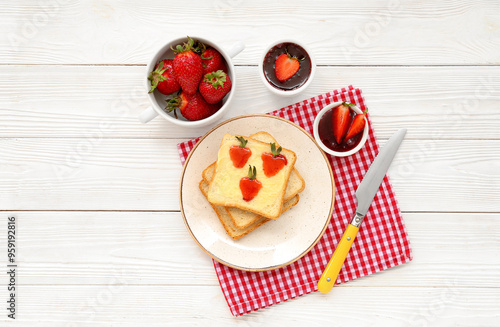 Sweet strawberry toast with...