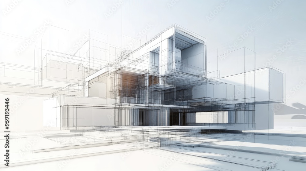 3D illustration sketch of abstract architecture 3D illustration sketch of abstract architecture