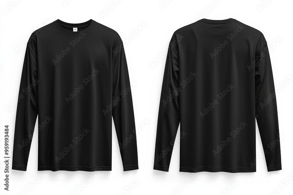 Naklejka premium Black long sleeve tshirt mockup isolated created with Generative AI