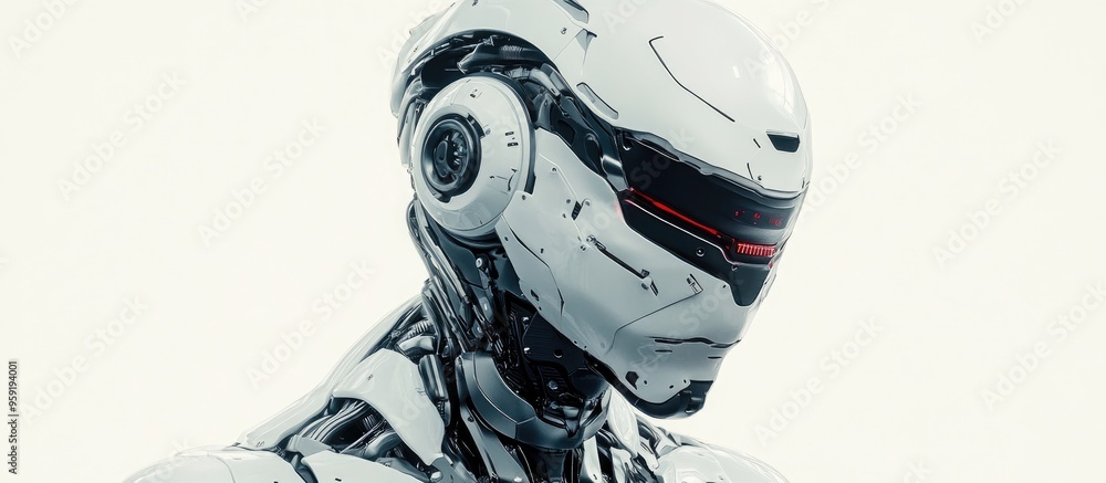3D visualization of a male cyborg on a white background
