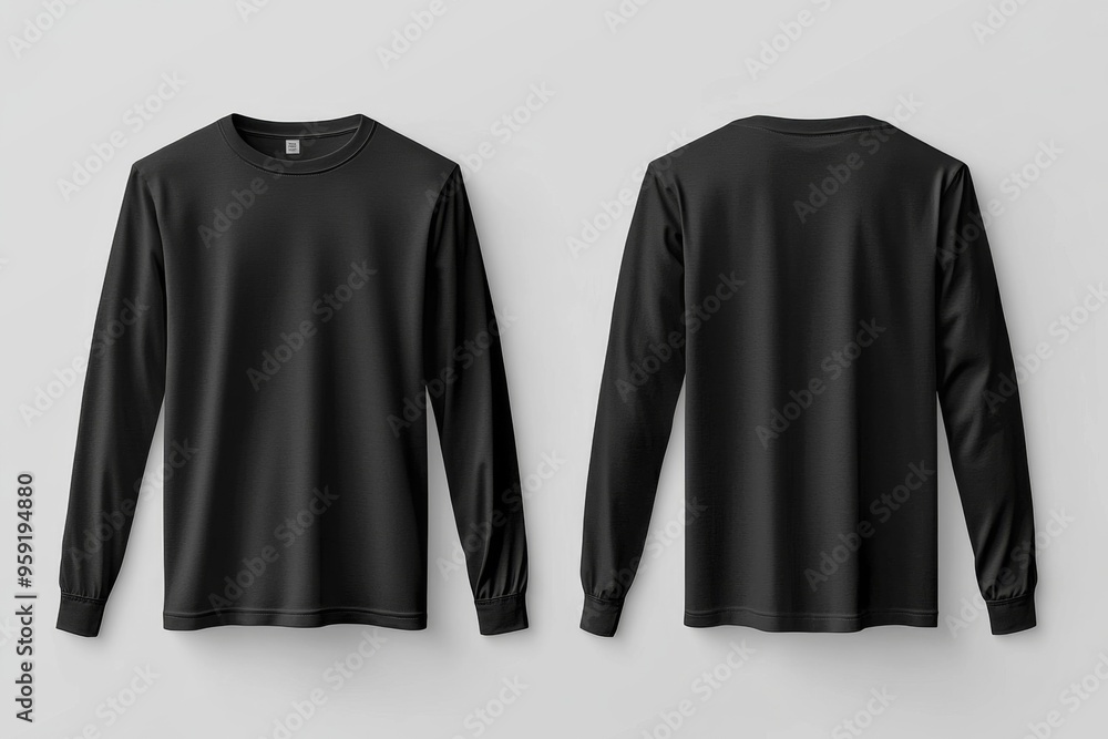 Black long sleeve tshirt mockup isolated created with Generative AI Black long sleeve tshirt mockup isolated created with Generative AI
