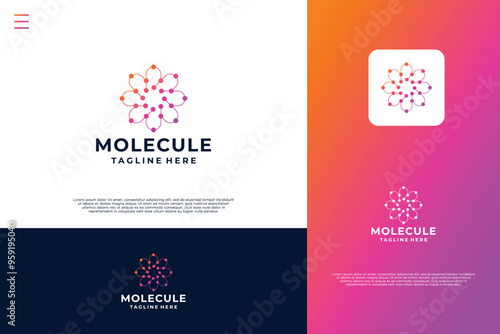 Molecule dot connection logo design