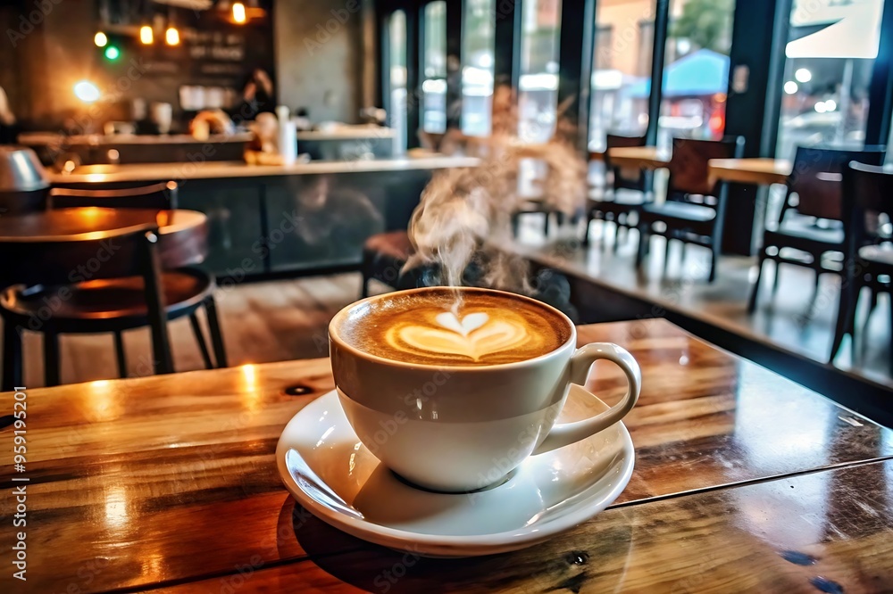 Coffee in a Cup in a Coffee Shop, Smoke From the Cup Coffee in a Cup in a Coffee Shop, Smoke From the Cup