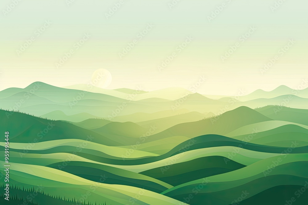 Serene Green Hills Under a Pale Sky Serene Green Hills Under a Pale Sky