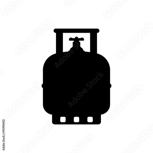 Gas cylinder icon. Black silhouette. Front and side view. Vector simple flat graphic illustration. Isolated object on white background. Isolate.