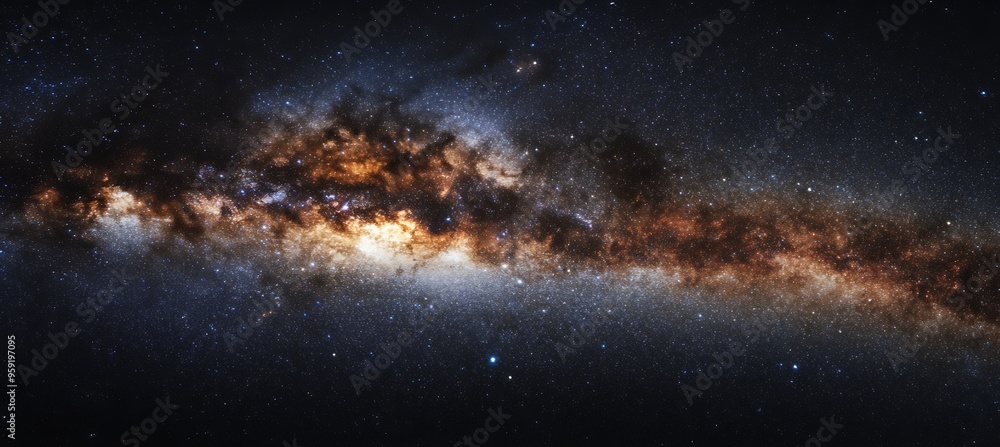 A dark, starry sky with a prominent Milky Way and a clear area for text A dark, starry sky with a prominent Milky Way and a clear area for text