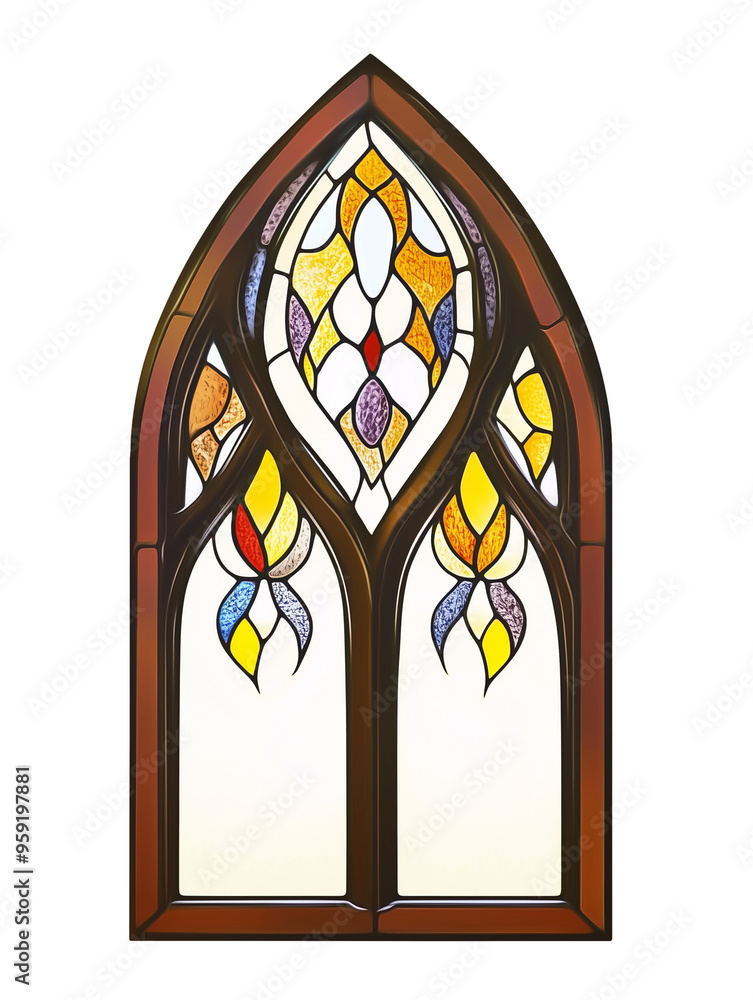 Fototapeta premium stained glass window isolated on transparent background