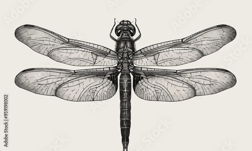 A linear vector of a dragonfly.