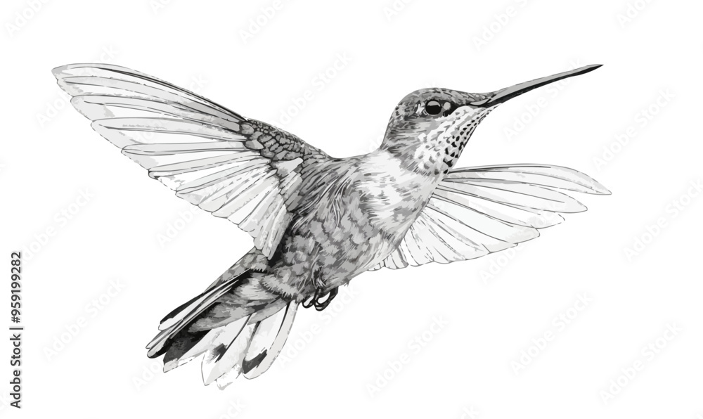 A linear vector of a hummingbird. A linear vector of a hummingbird.