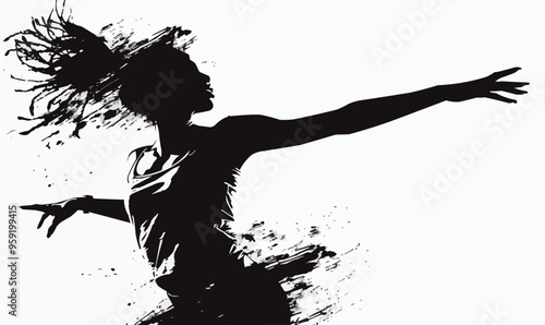A silhouette vector of a person dancing.