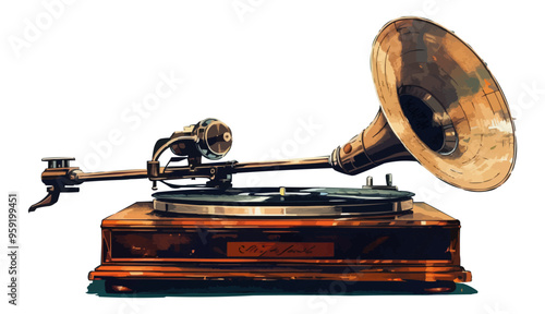 An isolated vector of a gramophone.