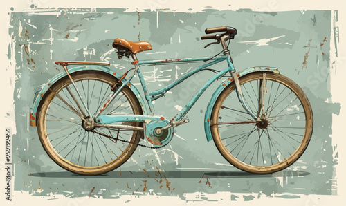 An isolated vector of a vintage bicycle.