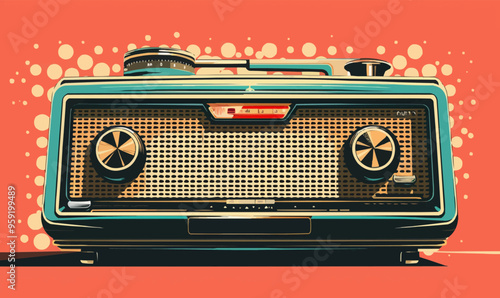 An isolated vector of a retro radio.