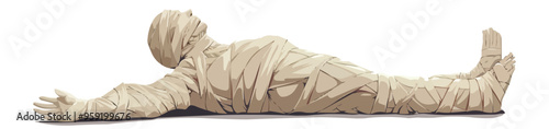 Mummy wrapped in bandages on a white background. Vector flat isolated.