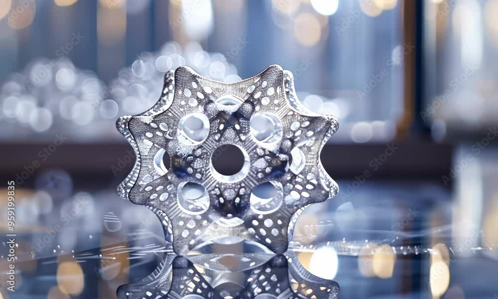 3D art sculpture reflecting light on a blurred background 3D art sculpture reflecting light on a blurred background