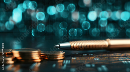 Obraz na płótnie Economy And Finance Background With Money Coins w salonie
