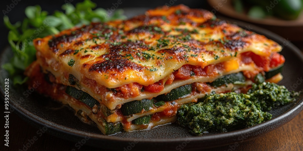 Lasagna with Zucchini, Tomato, and Pesto Lasagna with Zucchini, Tomato, and Pesto