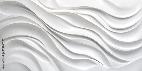 This elegant white abstract background features soft, flowing waves, making it perfect for interior design, wallpapers, and art, establishing a serene and calming atmosphere in any space