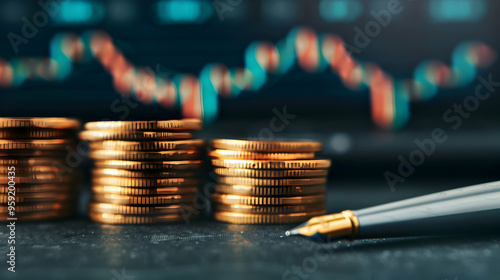 Obraz na płótnie Economy And Finance Background With Money Coins w salonie