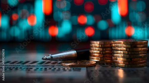 Obraz na płótnie Economy And Finance Background With Money Coins w salonie