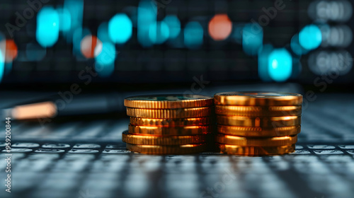 Obraz na płótnie Economy And Finance Background With Money Coins w salonie