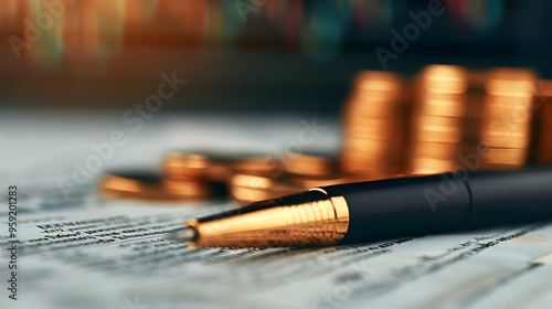 Obraz na płótnie Economy And Finance Background With Money Coins w salonie