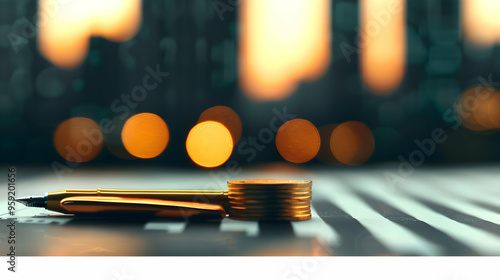 Obraz na płótnie Economy And Finance Background With Money Coins w salonie