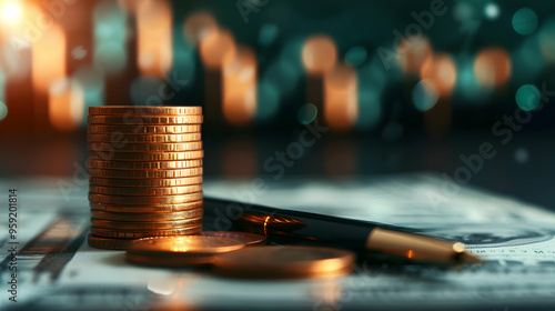 Obraz na płótnie Economy And Finance Background With Money Coins w salonie